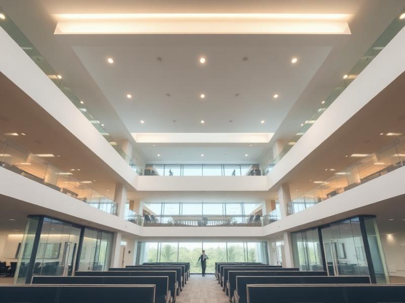 Interior of modern multi-story commercial office building